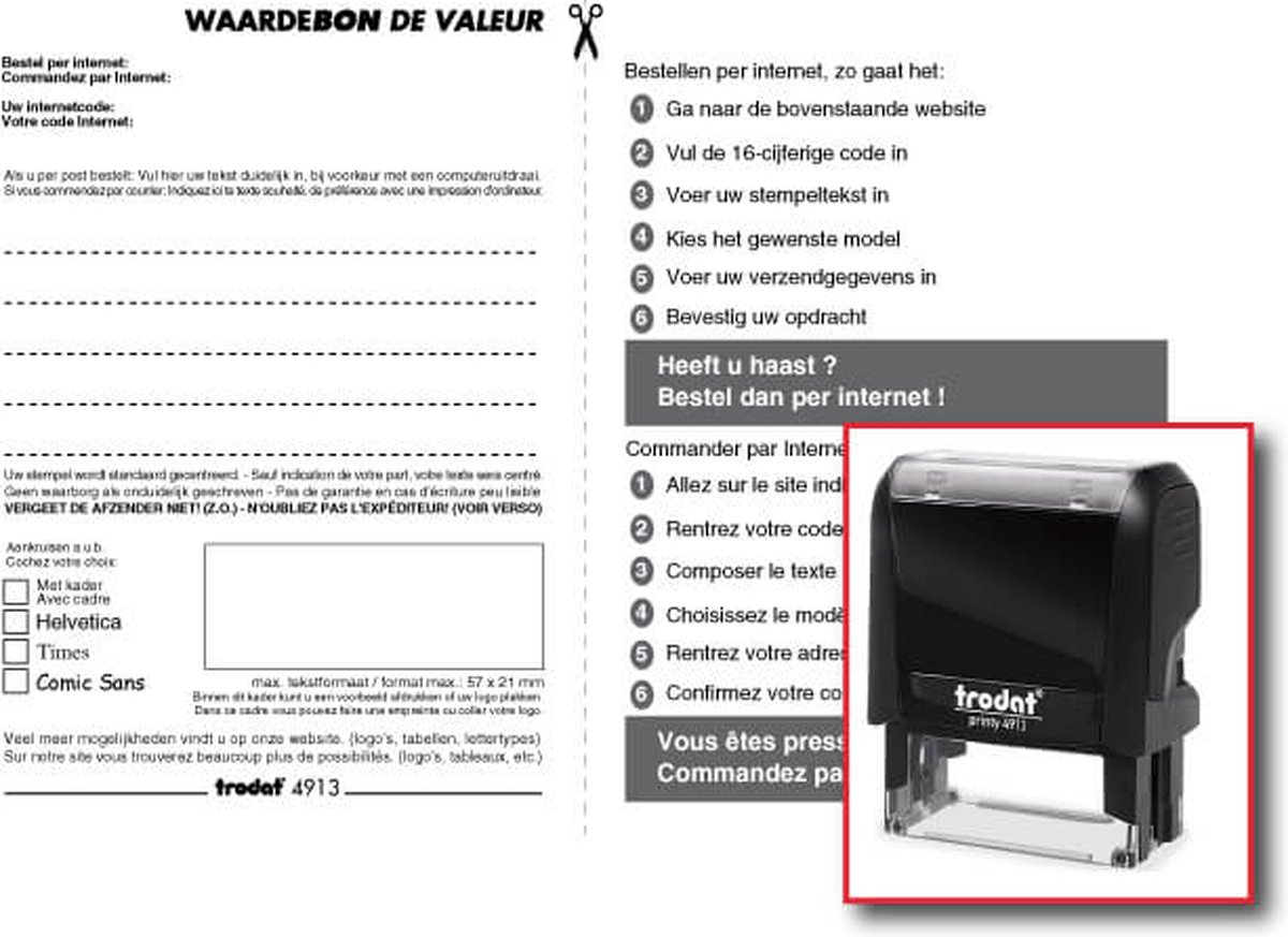 Trodat Printy 4913 met waardebon | 57x21mm